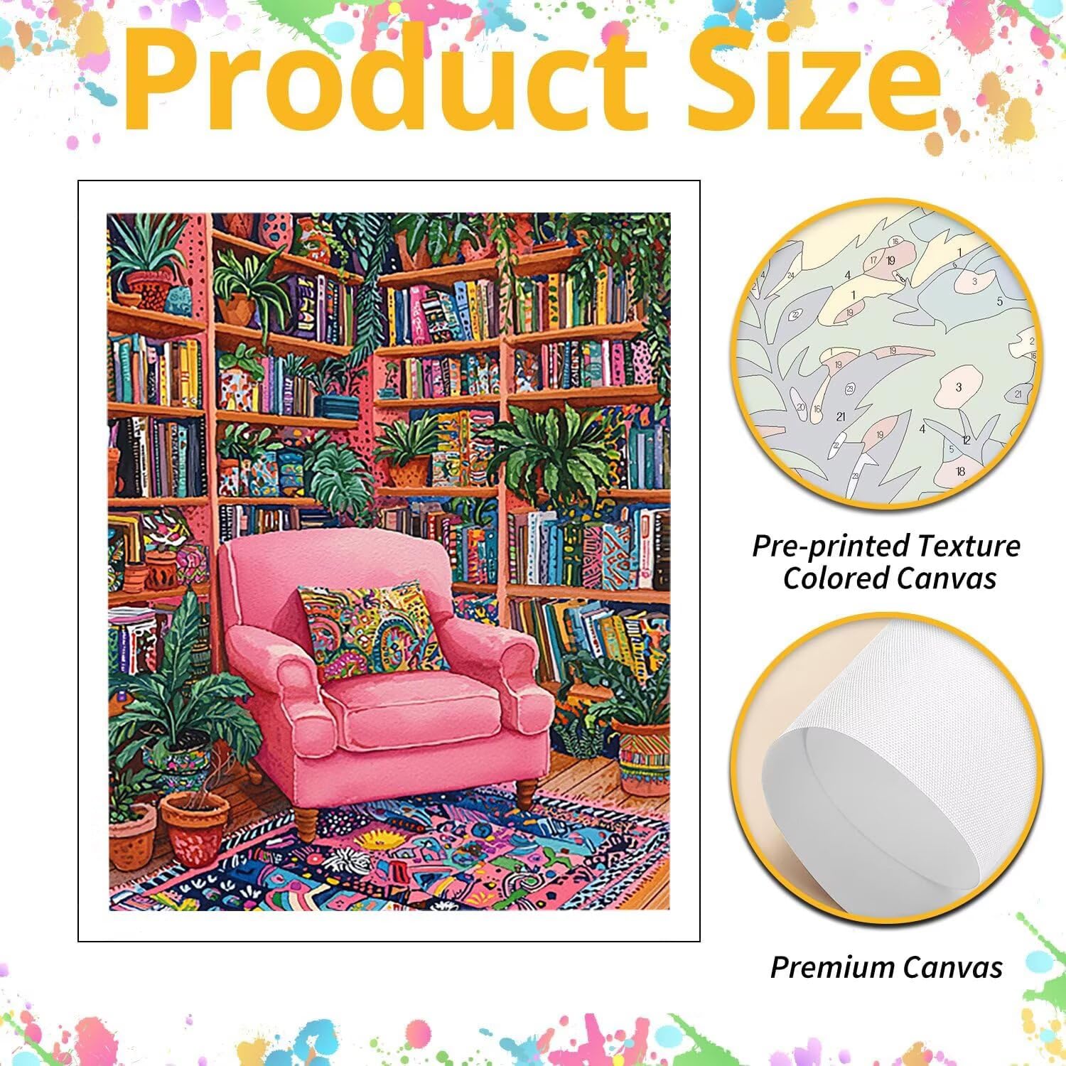 WEISHIWE Bibliothèque Peinture Numero Adulte Kits, 80x100cm m-893