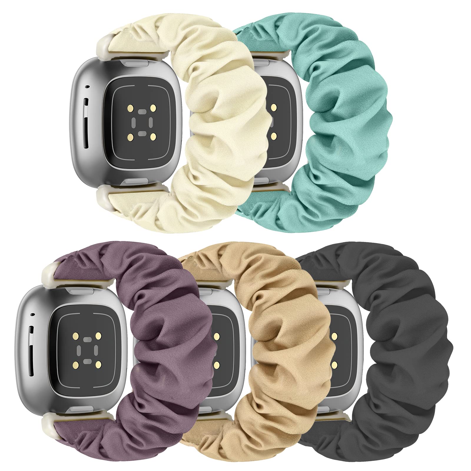Scrunchie Watch Bands for Women Compatible with Fitbit Sense/Versa 3 Elastic Scrunchy Replacement Band Soft Stretchy Band For Fitbit Versa 3 /Sense