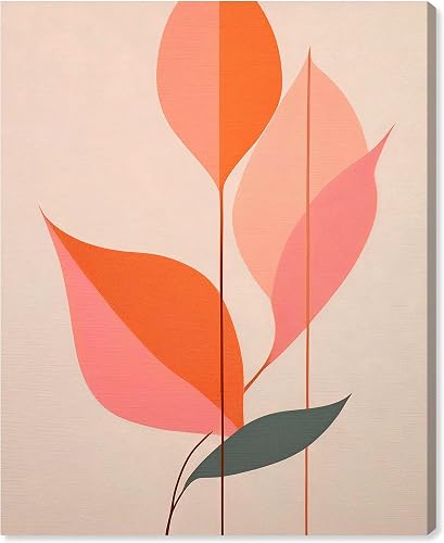 Art Remedy Spring Leaf Canvas Modern Midcentury, Gallery Wrapped, 30" x 36"