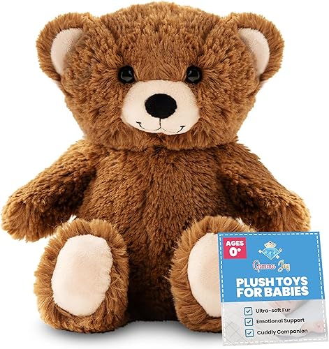Gemma Joy Oso de peluche marrón Chupete reconfortante exprimible, oso de peluche para recién nacidos y niños pequeños Oso de peluche de apoyo