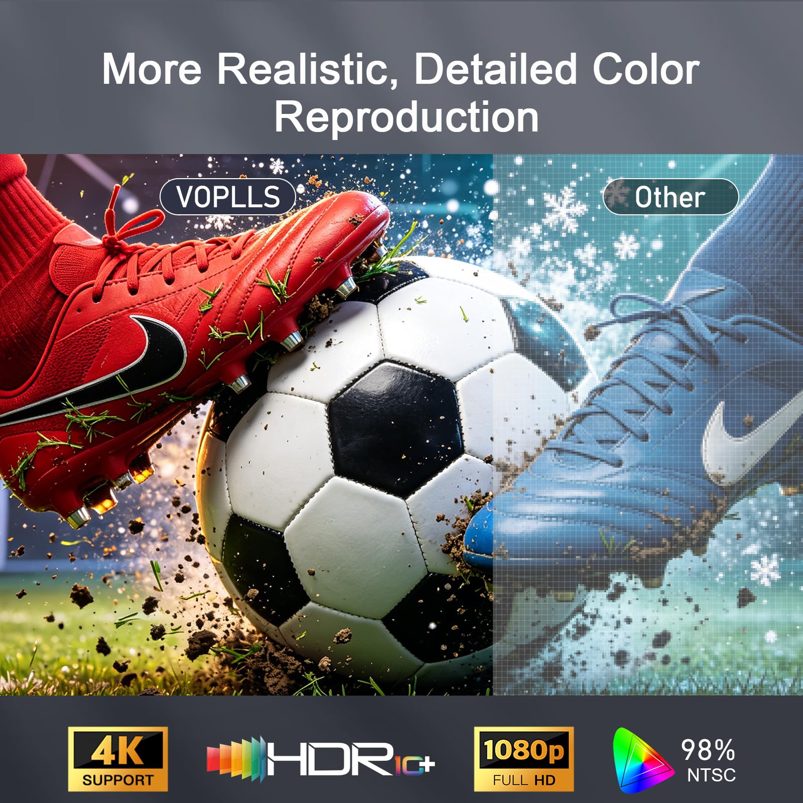 VOPLLS Smart Beamer 4K 35000L Autofokus Trapezkorrektur Full HD 1080P WiFi6 Bluetooth Videoprojektor