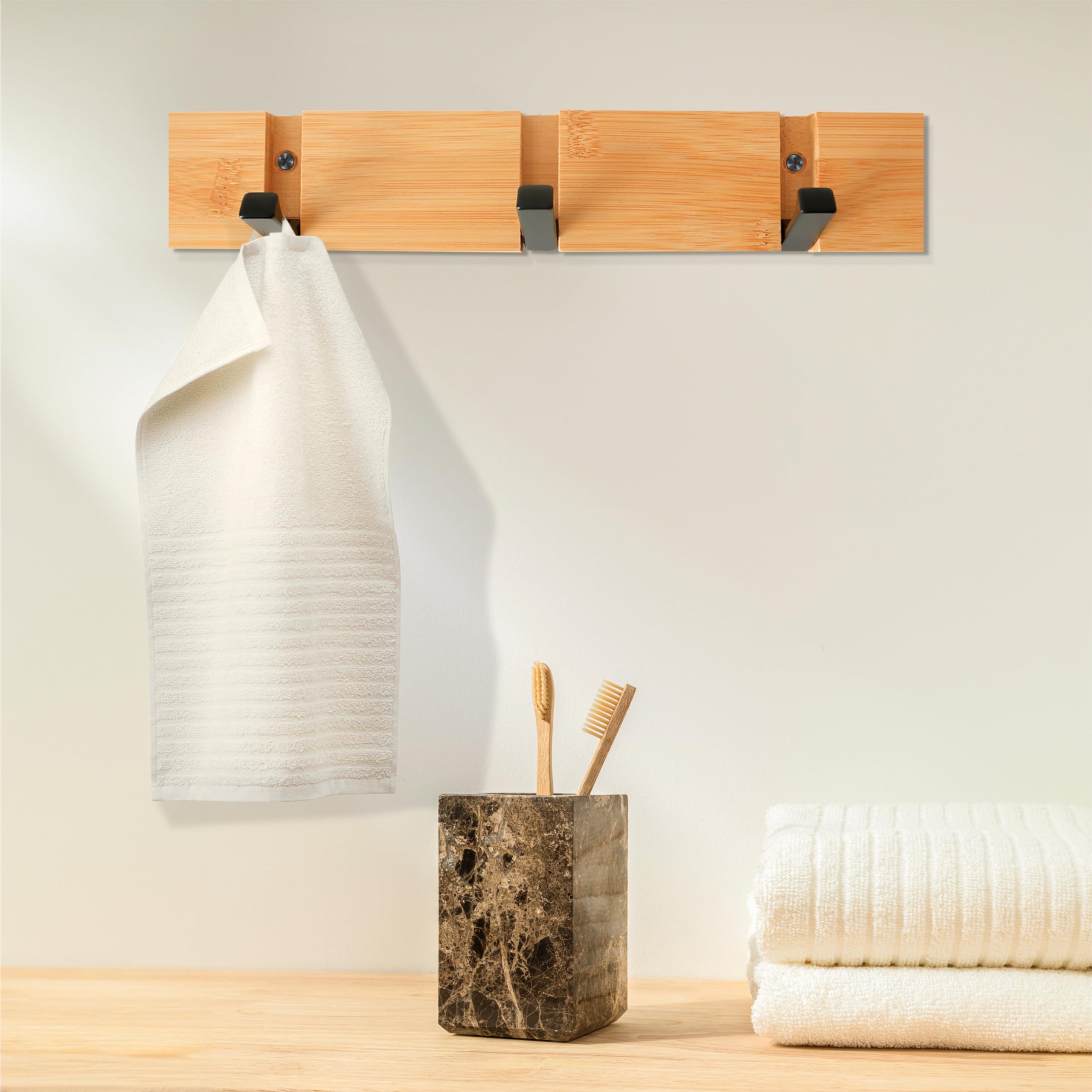 RICOO Modern Coat Hooks Wall Mounted, MH023S-N Wall Hanger with 3 Retractable Hooks - Image 3