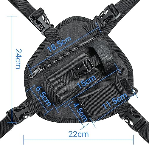 Miniatura 2 de MANGENA - Paquete de funda para arnés de pecho con bolsas delanteras y bolsa con cremallera para walkie talkie universal, bolsa para cinturón de
