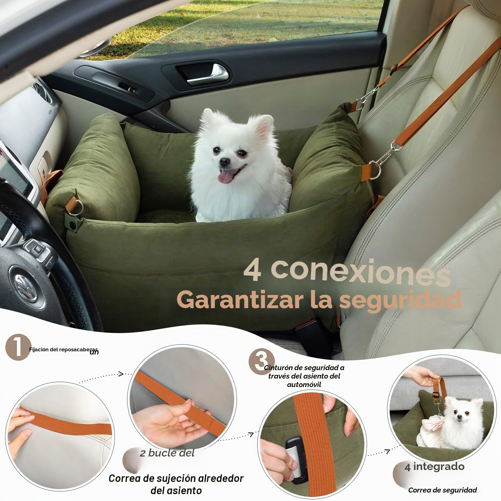Cesta portátil para perros pequeños y medianos de menos de 15 kg con zona de descanso extensible, extraíble y lavable, cama con compartimentos de almacenamiento