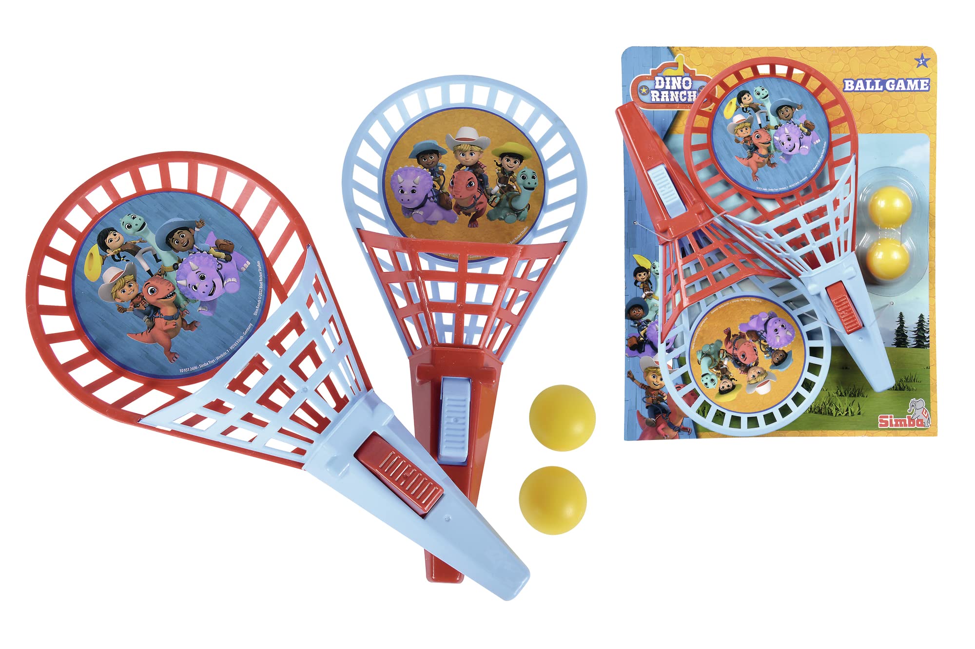 Dino Ranch Fangballspiel, 2 Fangkörbe je 27cm, 2 Bälle, ab 3 Jahre