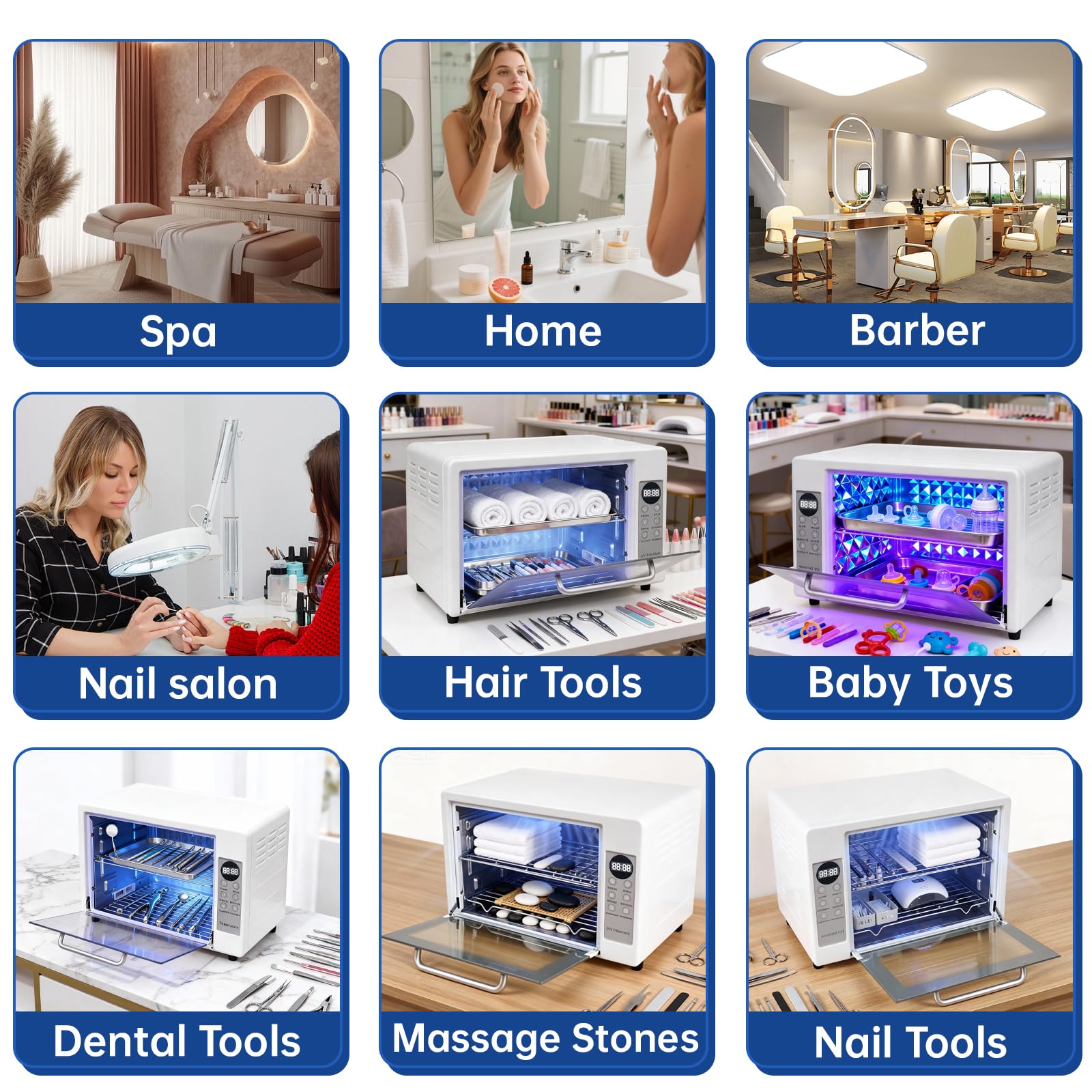 Yofuly - Esterilizador grande de 24 litros para esteticista, esterilizador grande de 24 L para herramientas de uñas, caja de limpieza multifuncional de uñas, gabinete de limpieza de gran capacidad