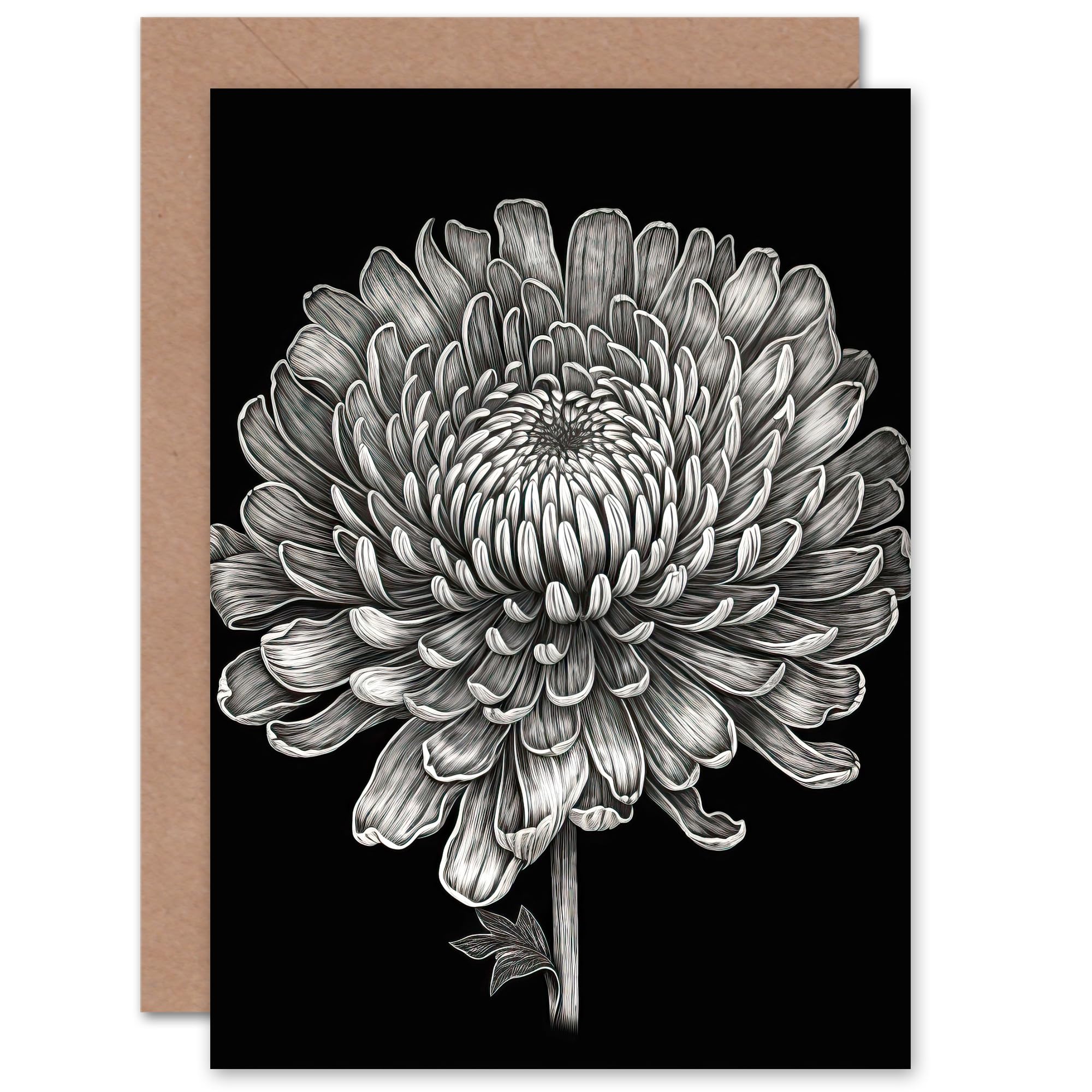 Artery8 Chrysanthemum Flower Bloom for Wife Her Mum Sister Daughter Mom Gran Nan Birthday Thank You Congratulations Blank Art Greeting Card