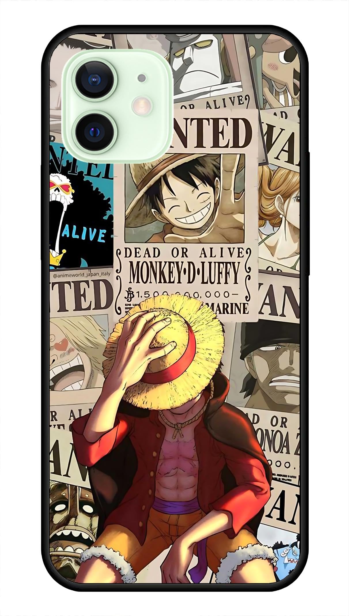 NDCOM for iPhone 12 Back Cover Metal Case Anime One Piece Wanted