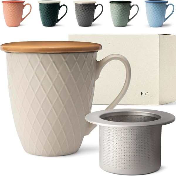 KIVY Stor tekopp med lock och sil 650ml