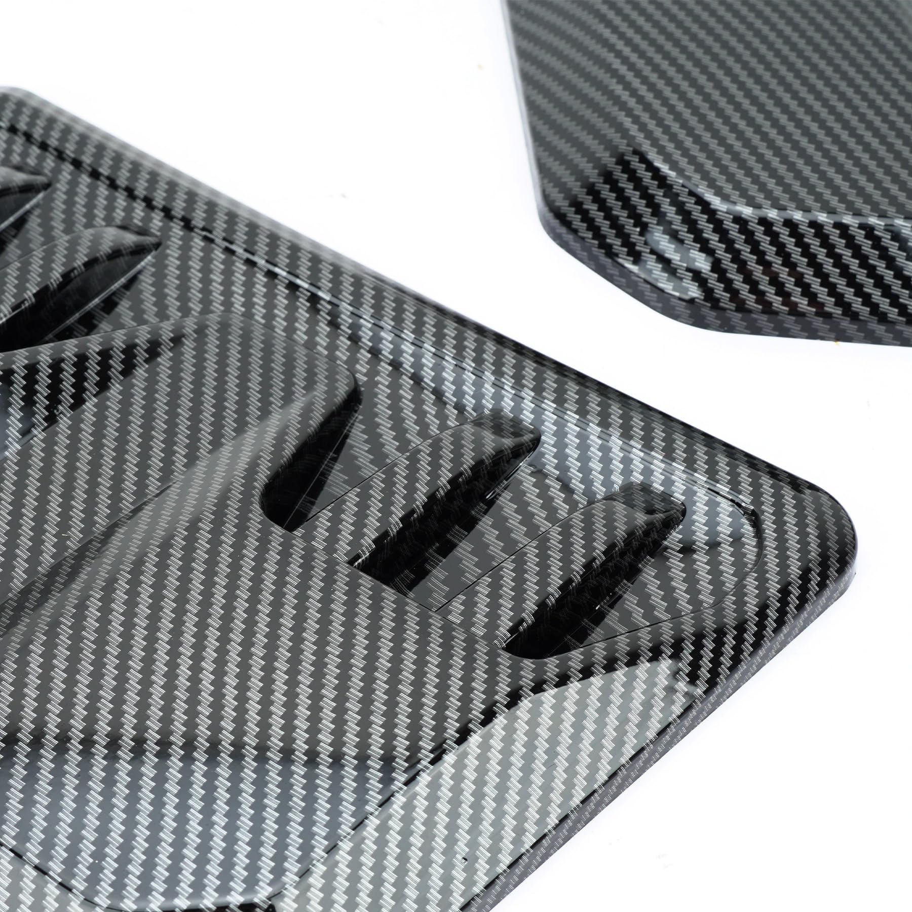 Car hood trim cover 2 pezzi cofano auto universale nero lucido in fibra carbonio decorazione aspirazione flusso d'aria scoop adesivi copertura sfiato(Carbon Fiber)