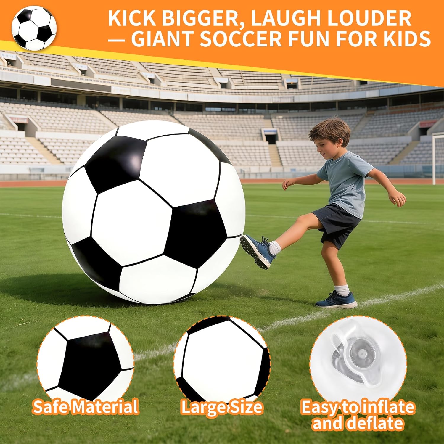 3 Pcs 40 Inch Giant Inflatable Soccer Ball, Huge Beach Football Large Sport Balls Jumbo Beach Balloons Oversized Soccer Party Favors for Birthday Decoration, Gift, Outdoor Sports, Pool, Backyard