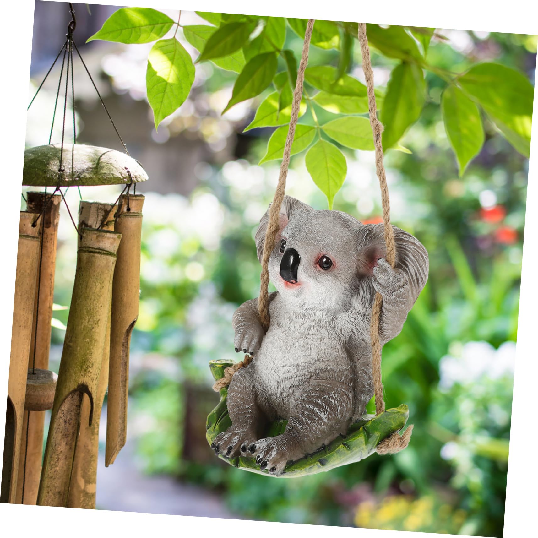Statuetta Koala Sull'Altalena - Ornamento Da Giardino In Resina Realistica - 2