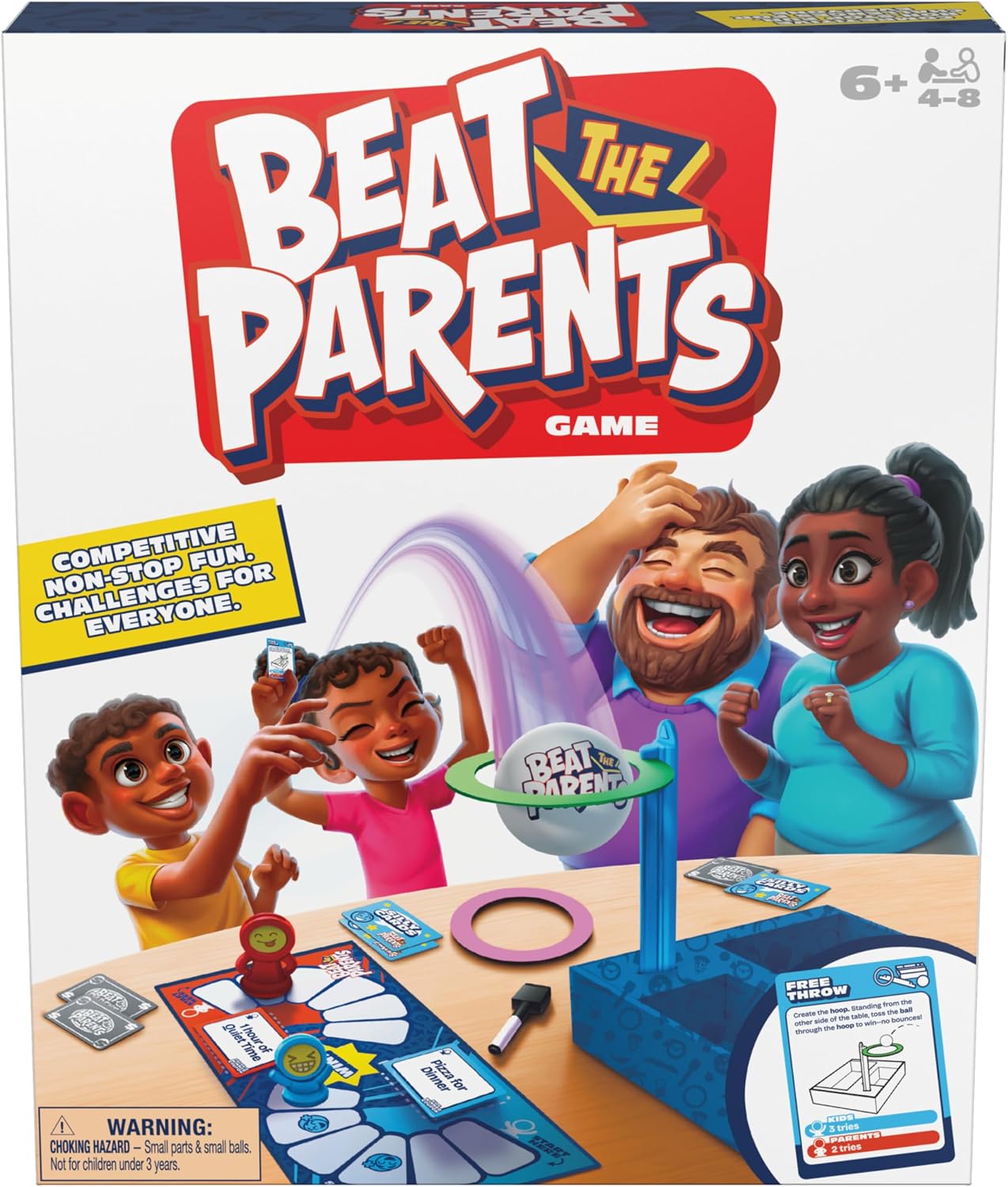 Spin Master Games, Beat the Parents, 2025 Edition with New Challenges & Cards, Friendly Competition Family Game, Fun Activity for Kids, Adults & Family Game Night, 4-8 Players, for Ages 6 & Up