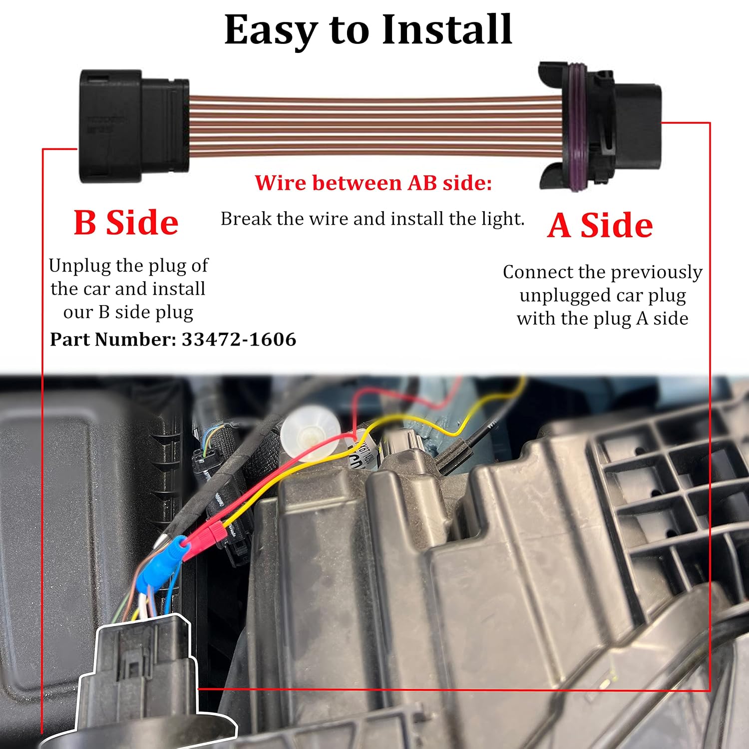 TECTICO 16 Pin Auto Wiring Harness Cable 33472-1606, Waterproof Electrical Connector, Automotive Electrical Wire Connector Plug Kit, Pack of 2