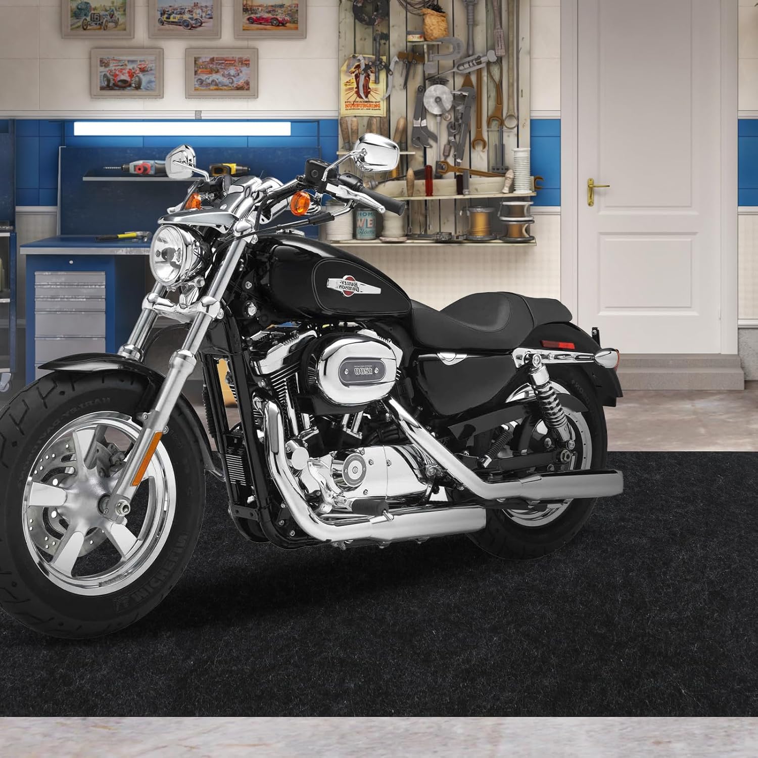 Heavy Duty Oil Spill Mat Absorbent Garage Floor Mat for Under Car 1/4inch Thicked Non-Slip Rubber Backing Pad Protect Floor Washable Durable Reusable Pad for Garage Truck Kitchen Gym (9.8FT × 8.2FT)