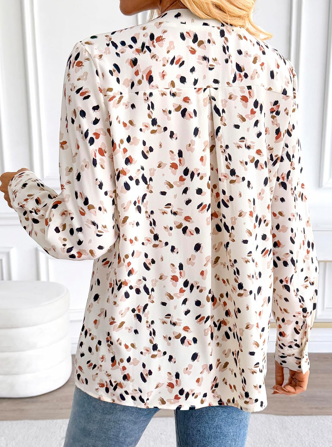 Avanova Blusas Elegantes para Mujer V Neck Long Sleeve Shirts Fancy Dressy Tops Blouses for Women - Image 4