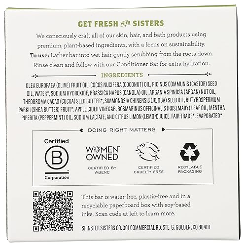 Miniatura 2 de Spinster Sisters CO Barra de champú de menta y romero, 3 onzas