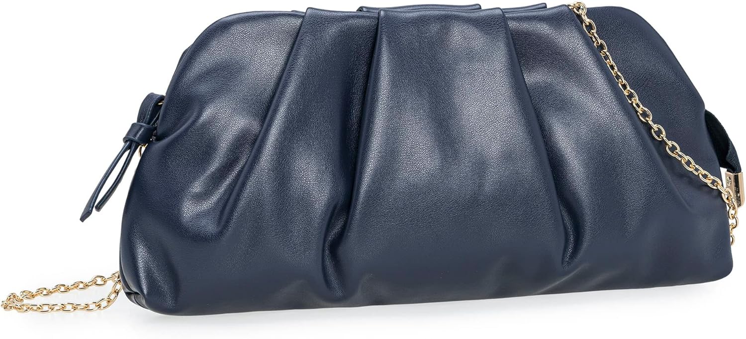 CHARMING TAILOR Chic Soft Vegan Leather Clutch Bag Dressy Pleated PU Evening Purse for Women - Image 2
