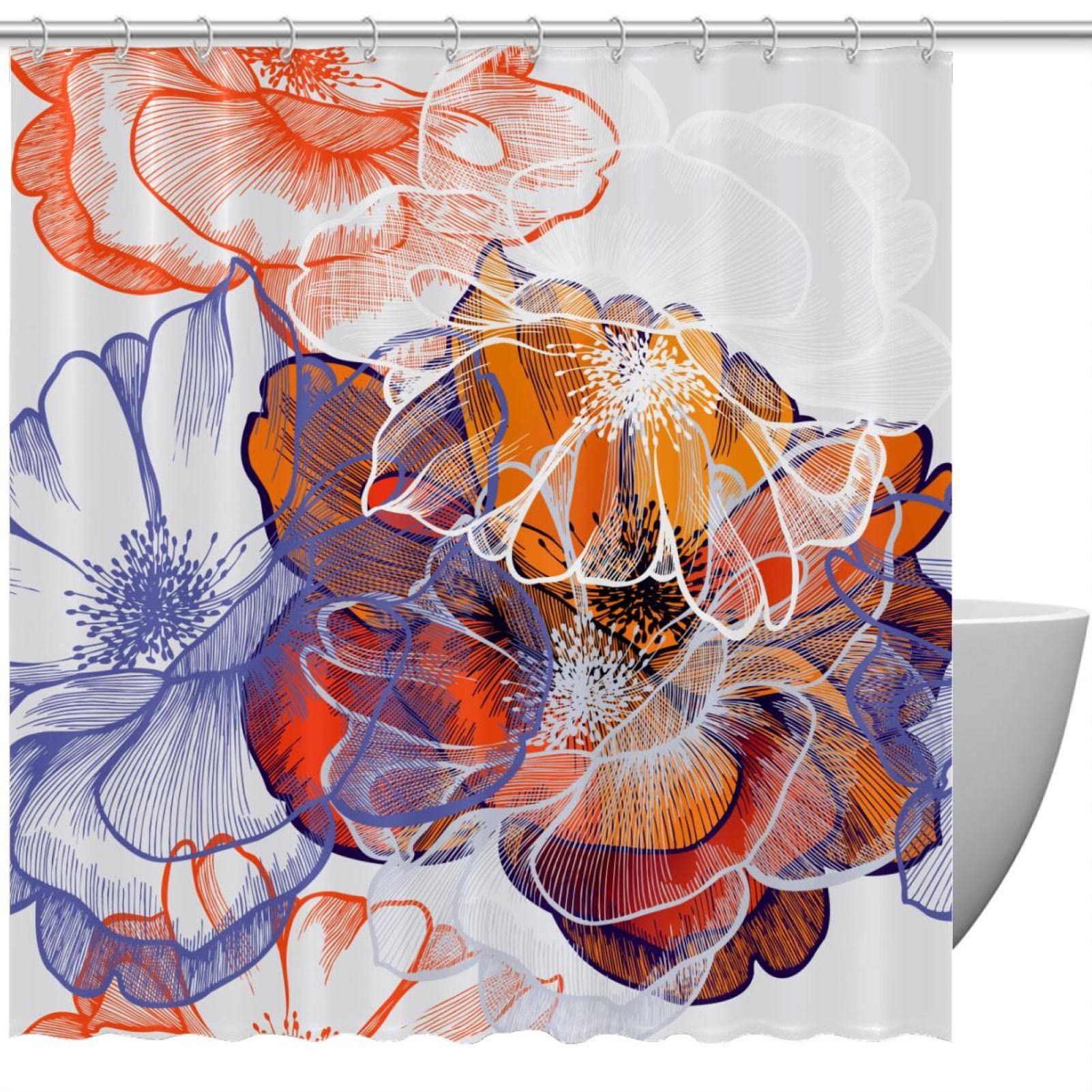 Rideau de douche rose floral abstrait pour une salle de bain enfant joyeuse