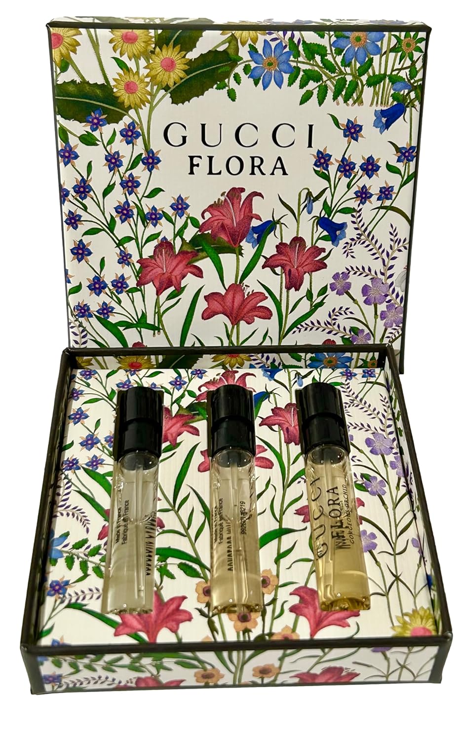 Gucci FLORA Gardenia Magnolia, Orchid Sample Perfume WOMEN GIFT SET 1.5 ml / 0.05 oz - set of 3 spray samples (7708)