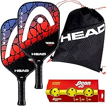 HEAD Radical Tour Classic Graphite 2 Paddle Bundle with Tour Team Drawstring Bag, 3-Pack Penn Outdoor Pickleballs