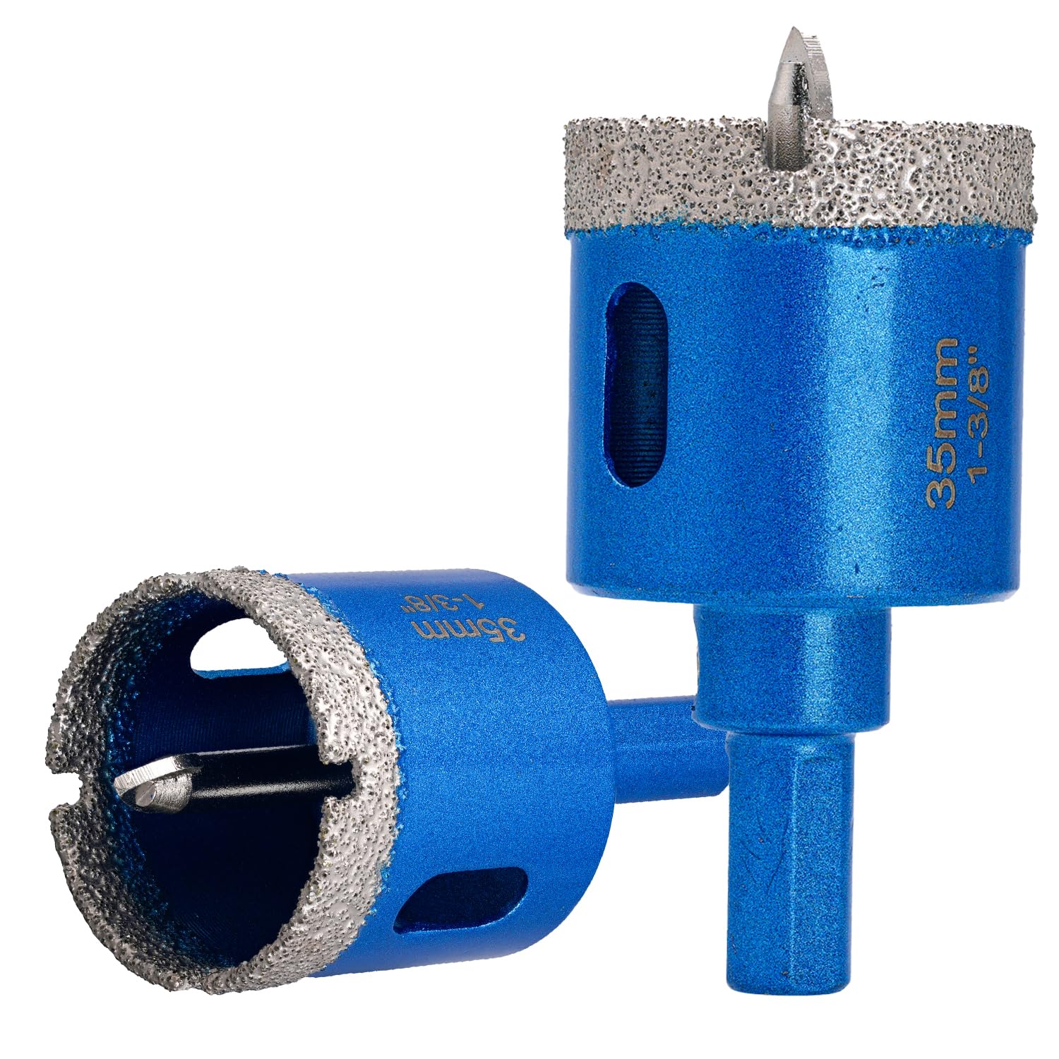 1-3/8 Inch Diamond Core Drill Bits,Vacuum Brazed Hole Saw with Pilot Triangle Shank for Ceramic Tile Glass Concrete Porcelain Granite Pack of 2Pcs