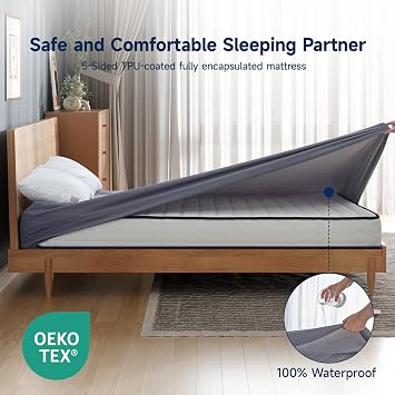 Z-hom Waterproof Mattress Protectors, Mattress Cover for Bed, 30cm Deep Pocket Fitted Sheet Style Mattress Protector with Elastic Rubber Band (Dark Grey, Single(90×190cm))