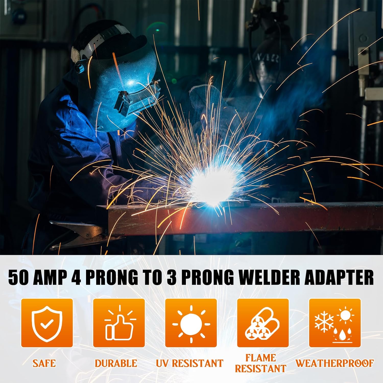 Kanayu NEMA 14-50P to 6-50R 50amp Welder Adapter 50 Amp 4 Prong 14-50P Male to 3 Prong 6-50R Female, RV Generator to Welding Plasma Cutters Power Cord Adapter