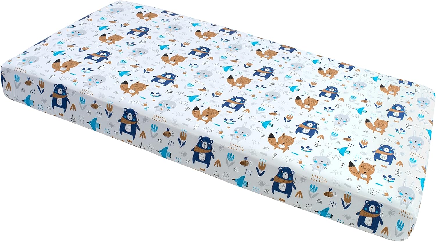 Medi Partners Fitted Sheet 60x120 cm 100% Cotton Baby Bed Linen Mattress Cot (Boho Animals), One-pack