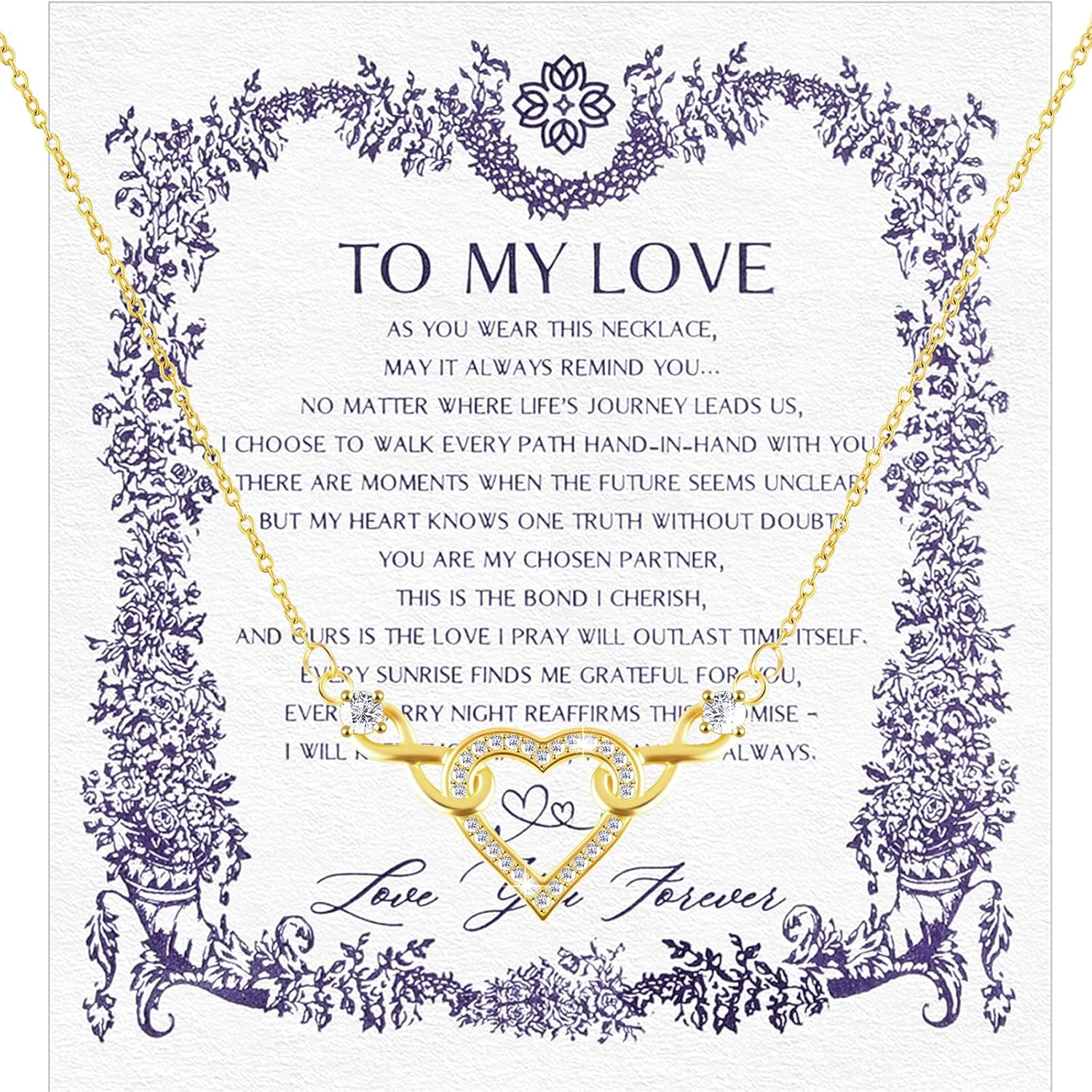 925 Sterling Silver Infinity Heart Necklace for Women - 18K Gold Plated Love Heart Pendant with Cubic Zirconia, Valentine's Day Gift for Wife, Girlfriend, Mom - Image 4