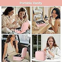 OBOX Makeup Bag with Led Mirror, 10 Inch Portable Travel Cosmetic
