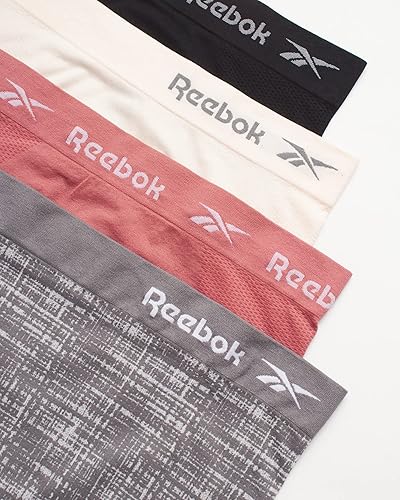 Miniatura 3 de Reebok Ropa interior para mujer, paquete de 4 calzones elásticos sin costuras, corte alto o pantalones cortos para mujer (tallas S-XL)