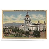 Lantern Press 8x12 Art Print, Pasadena, California, View of City Hall and Public Library, Vintage Poster
