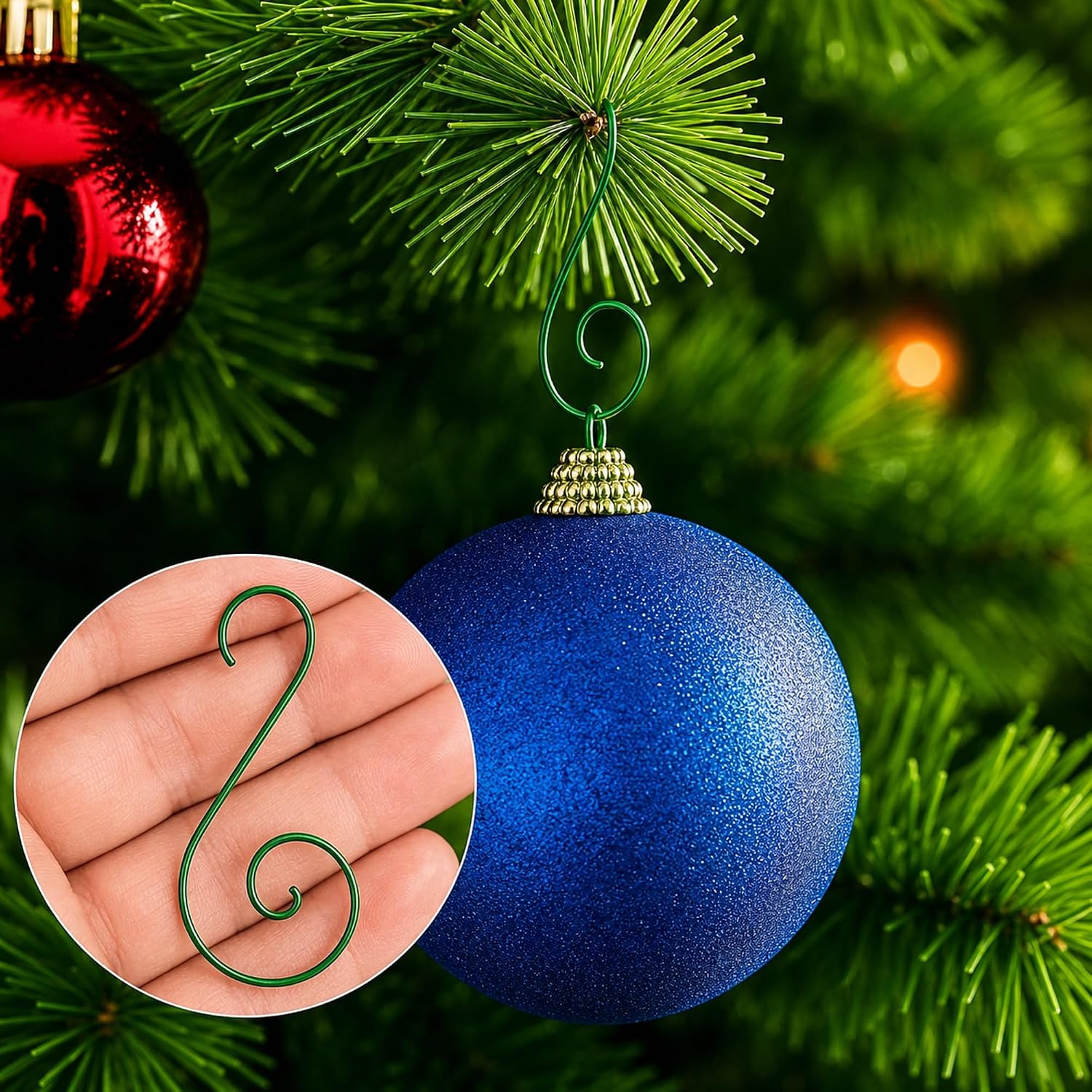 Set of 20 Green Metal Wire Spiral Ornaments Hooks Hangers S-Shaped image 2