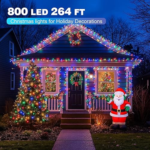Miniatura 2 de Luces de Navidad de 800 LED de 264 pies, IP67 impermeables, luces Christmastree con 8 modos, control remoto, 3 temporizadores y función de memoria,