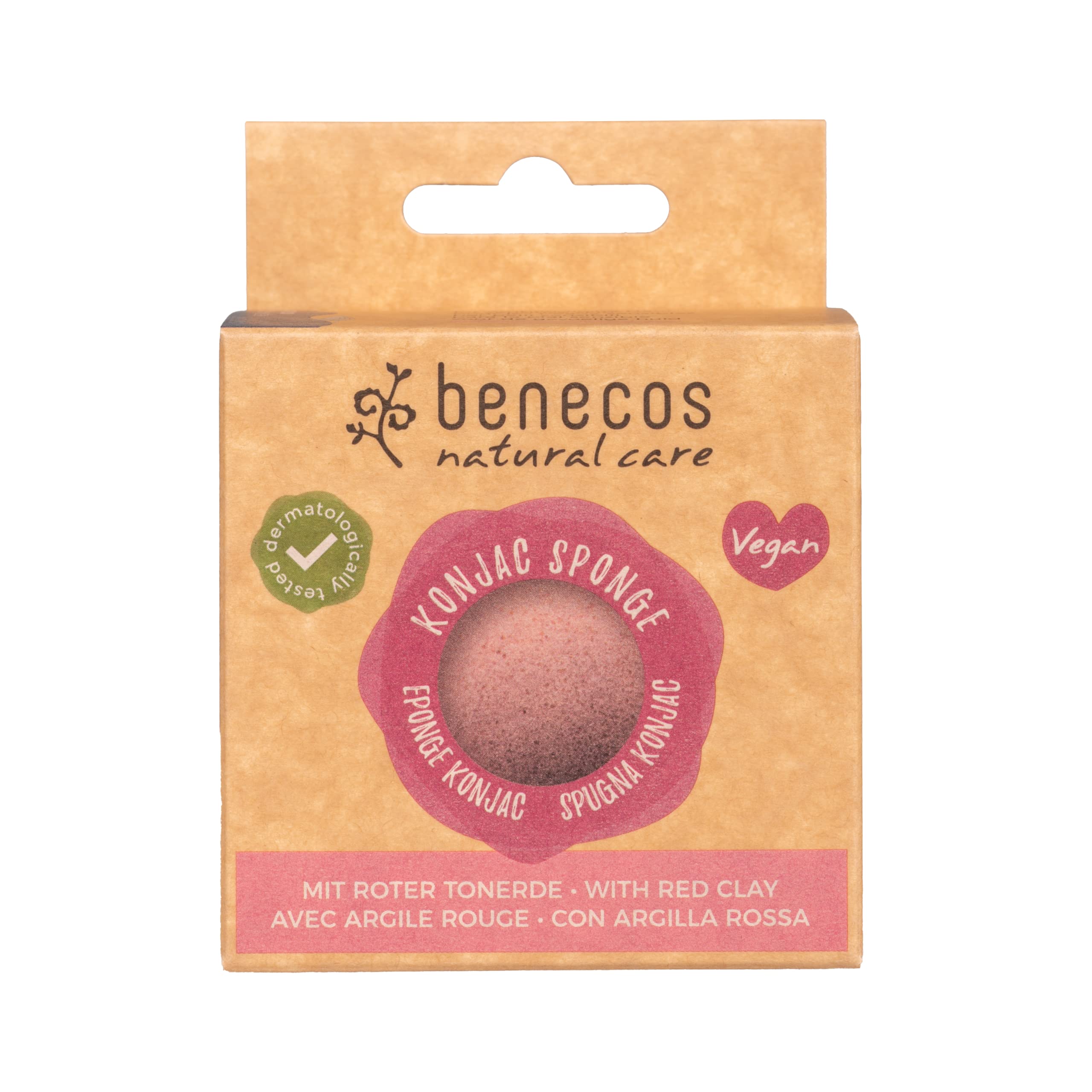 Benecos - natural beauty 94366 Esponja konjac - arcilla roja - 100% biodegradable