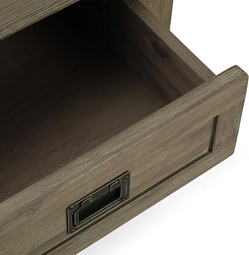 Miniatura 7 de SIMPLIHOME Monroe - Mesa auxiliar cuadrada rústica de madera de acacia maciza de 22 pulgadas de ancho en gris envejecido con almacenamiento, 1