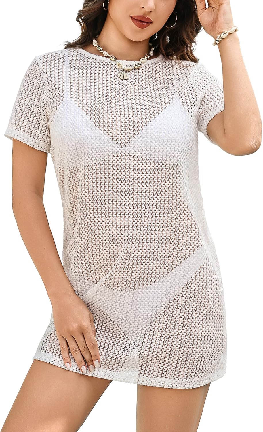 Totatuit Swimsuit Cover Up for Women Crochet Bathing Suit Summer Swimwear Mesh Knit Beach Dress