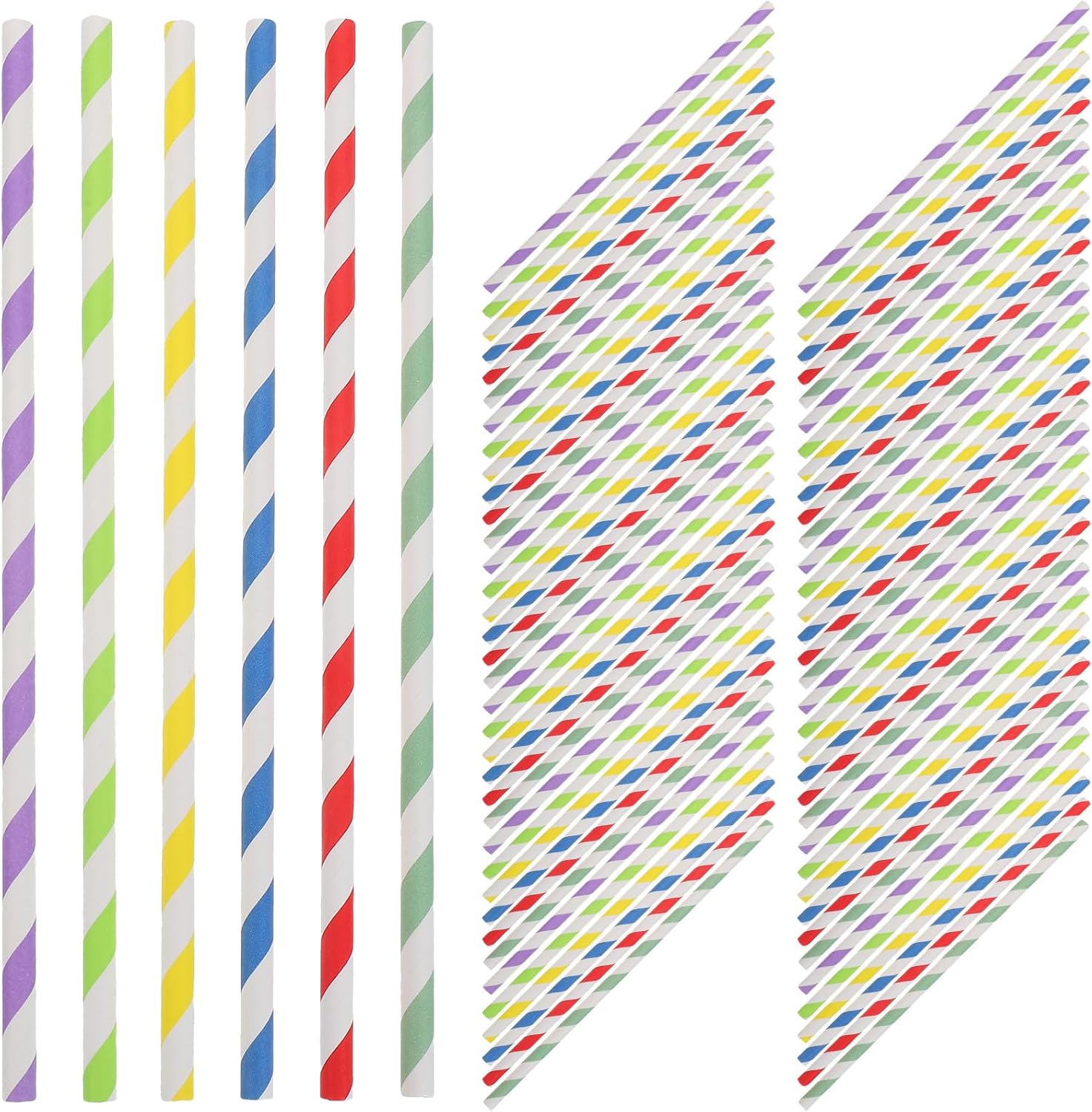 200PCS Striped Paper Drinking Straws - Disposable Beverage Straw - Party Supplies for Birthday Carnival Luau Milk Shake Cocktail