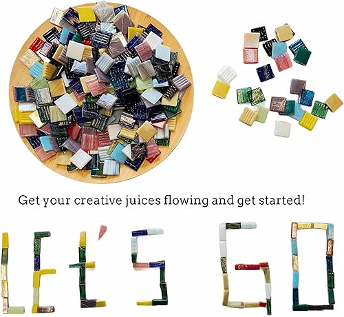 Miniatura 7 de Azulejos de mosaico a granel de 1.5 libras para manualidades, que constan de una mezcla de azulejos de mosaico iridiscentes y azulejos de mosaico de
