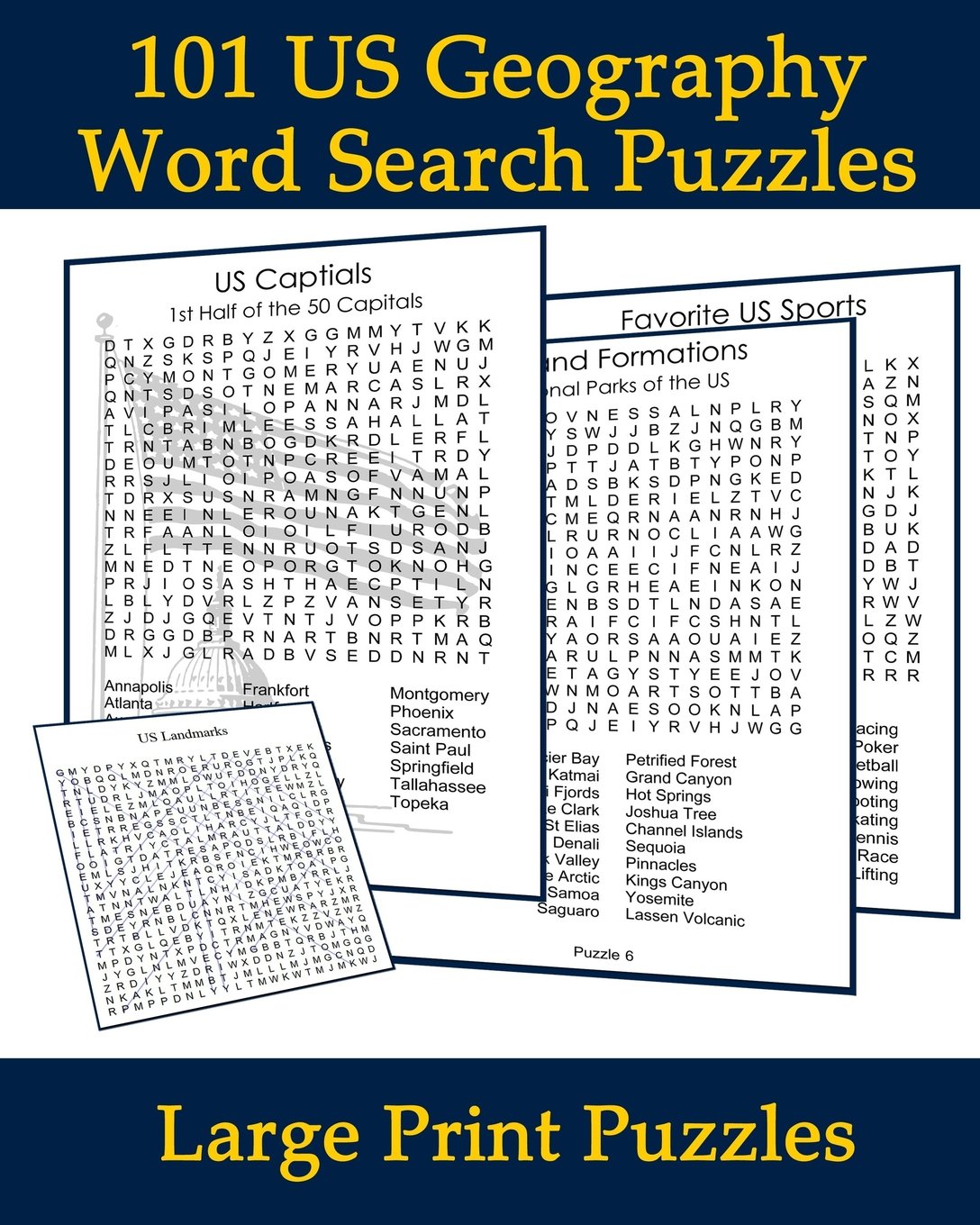 101 US Geography Word Search Puzzles: Large Print Brain Building Entertainment (World Geography) Paperback – Large Print, September 9, 2017