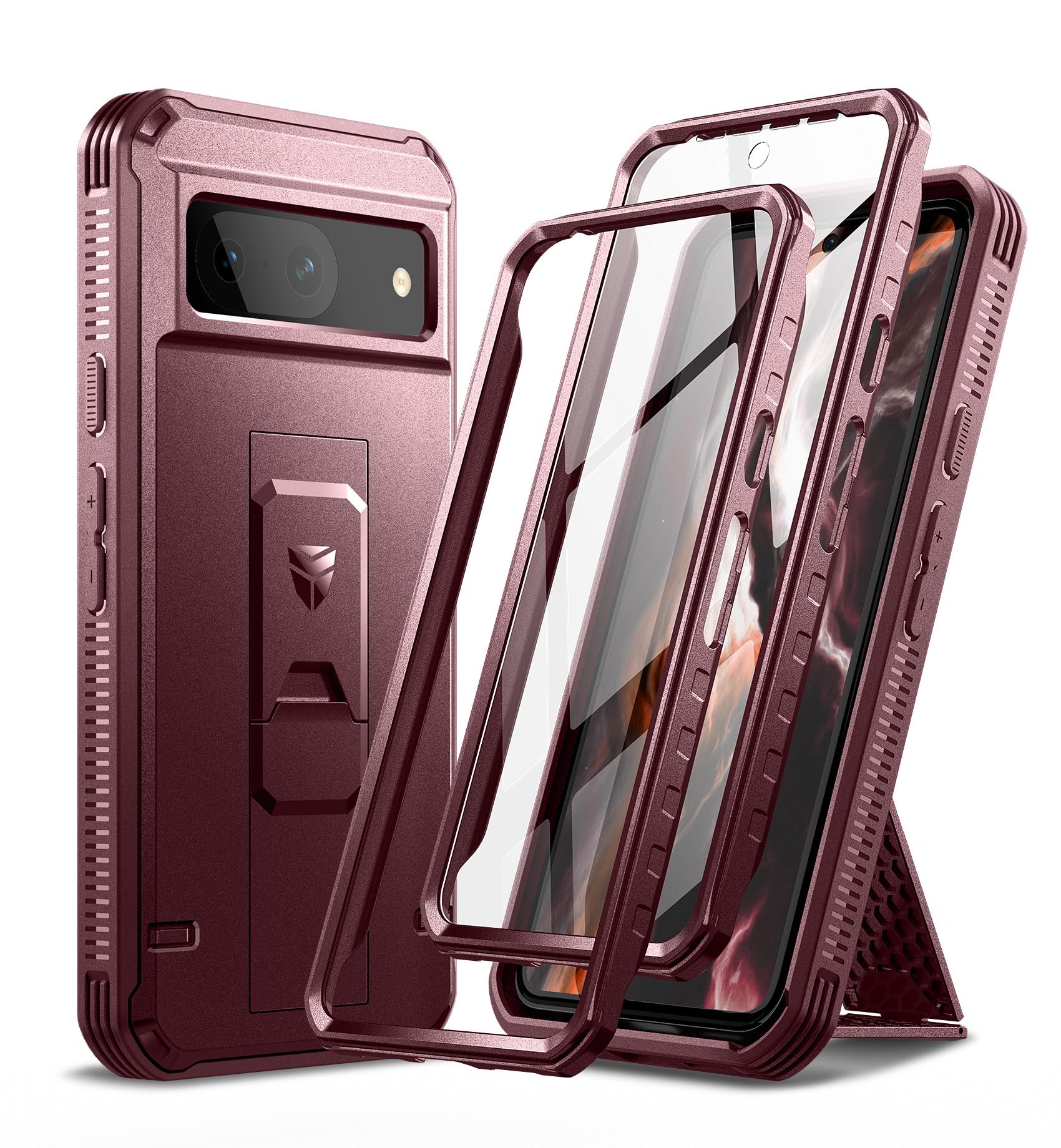 Dexnor per Google Pixel 7A Cover[Doppio Telaio Anteriore ], Tecnologia Bumpershock Protezione da Goccia Copertura Rugged Phone Resistente Custodia protettiva Bumper con Kickstand - Blu
