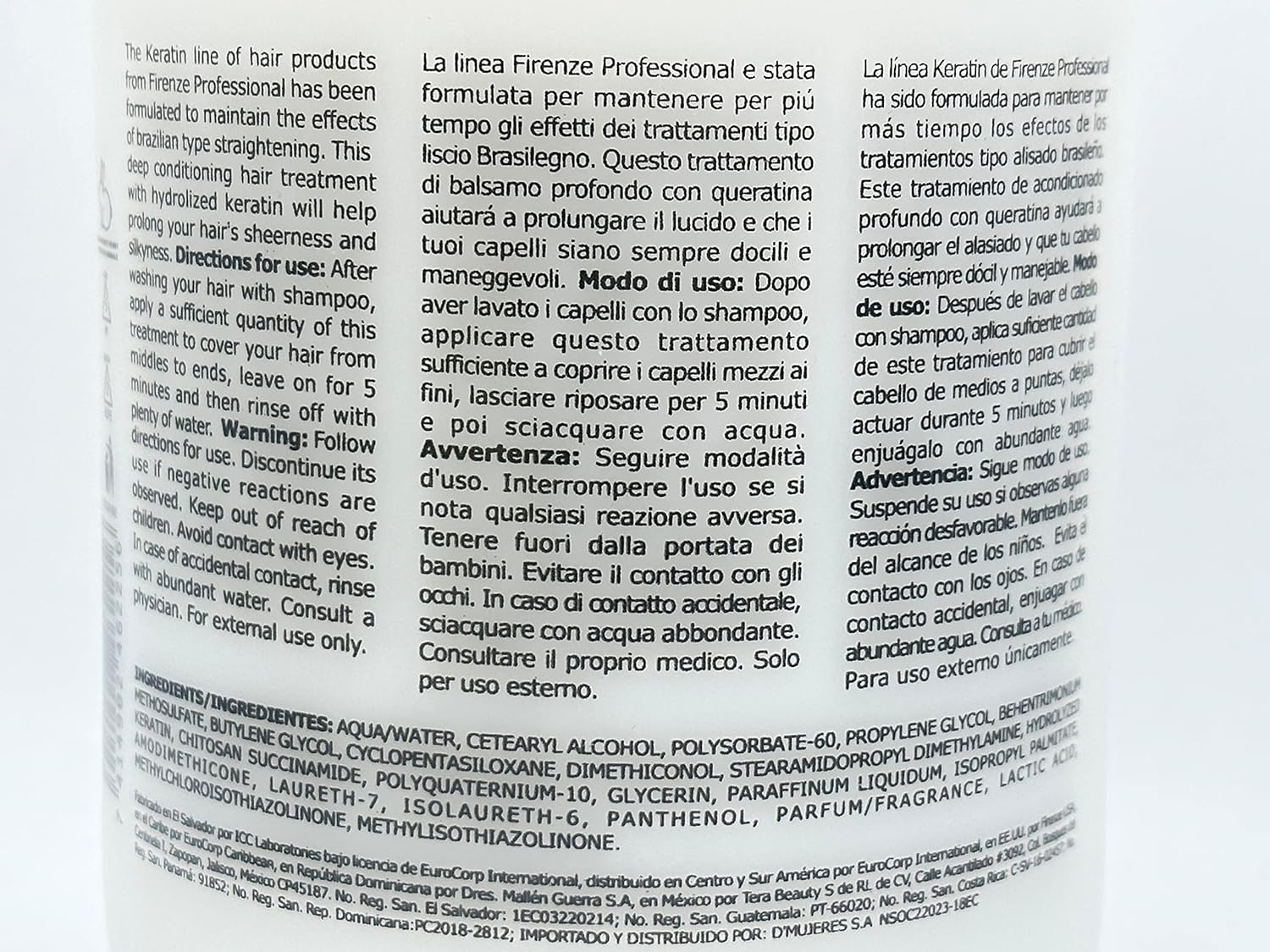 Firenze Professional Keratin Mask Treatment 33.8 oz-Free Starry Lip Gloss 10ml