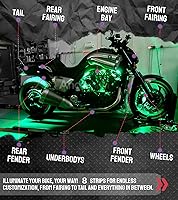 Vista 6 de Kit de 8 tiras de luces LED underglow para motocicleta, impermeables, luces de neón RGB de acento, efecto suelo, tiras de luz atmosférica DC 12V