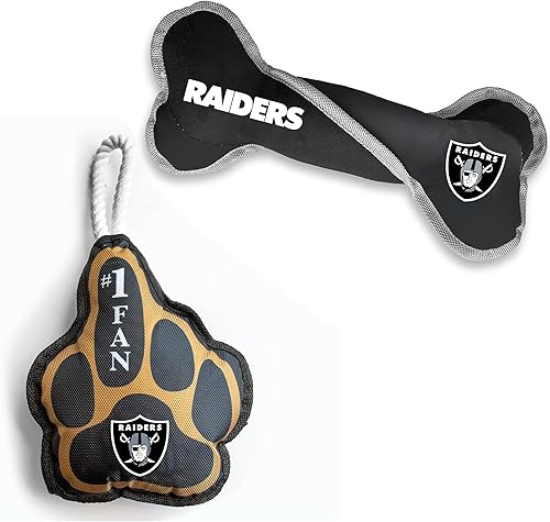 Littlearth NFL Oakland Raiders Super Fan and Tug Bone Juego de juguete para mascotas