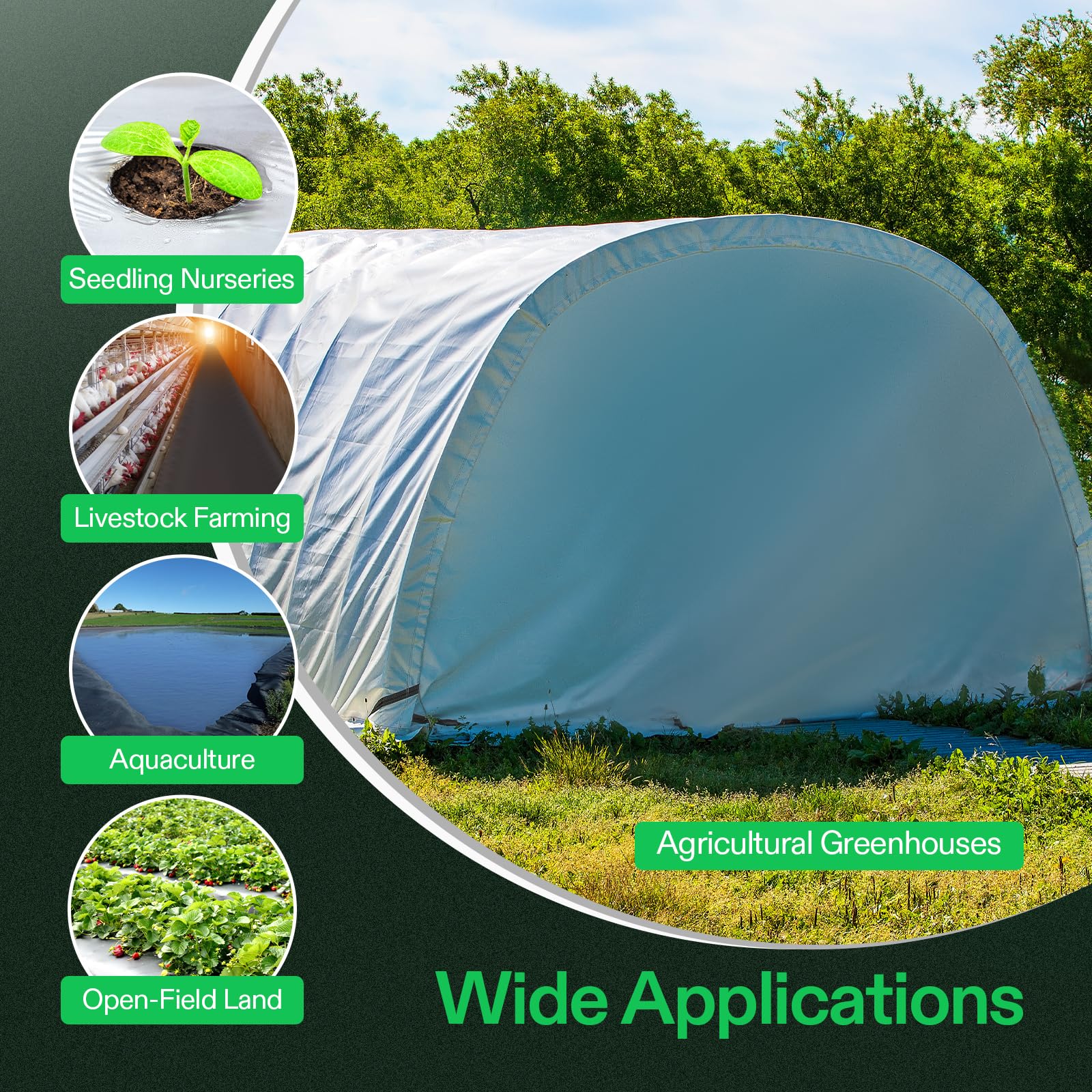 VIVOSUN Schwarz-weiße Panda-Folie, 3 x 3 m, 5,5 mm Polyfolie, Verdunkelungsplane für warmes Haus