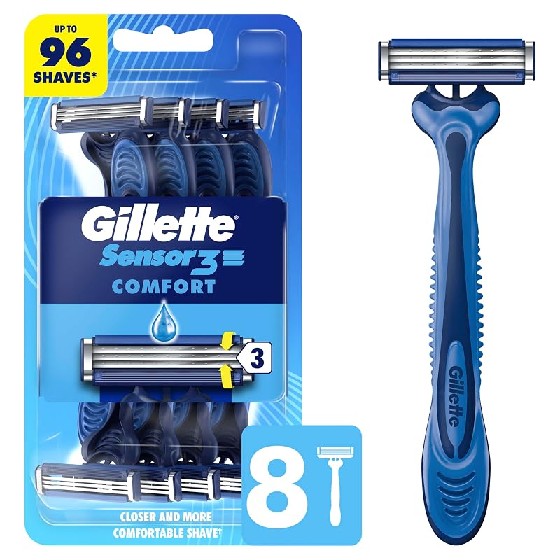 Aparelhos de barbear descartáveis Gillette Sensor3 Comfort, 8 unidades