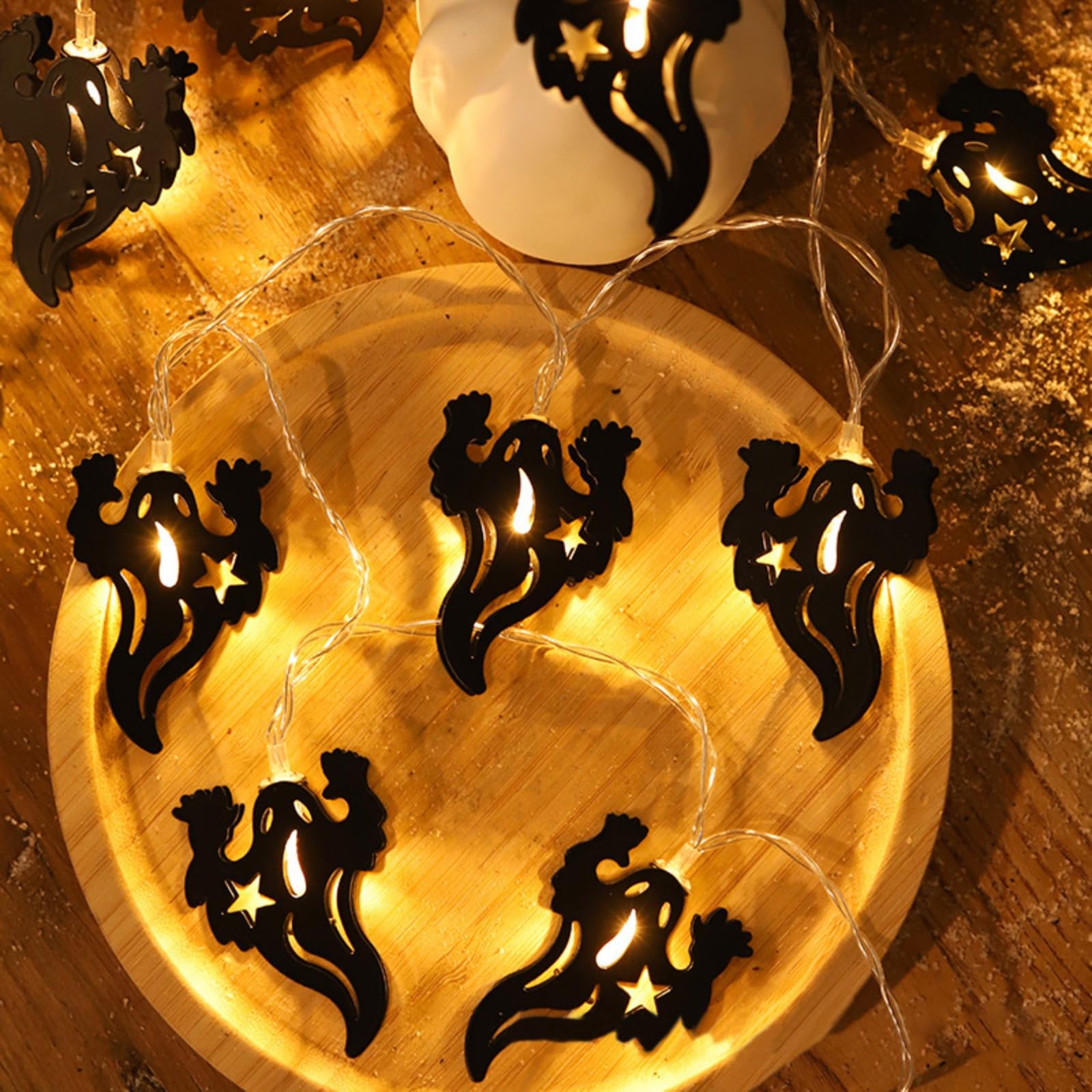 Blaward 1.5/3 Meters Halloween Pumpkin Ghost Crow Bat String Lights, Decorative LED Lights for Indoor and Outdoor Decorations, Battery Powered Fairy Lights for Halloween Party Home Garden Decor