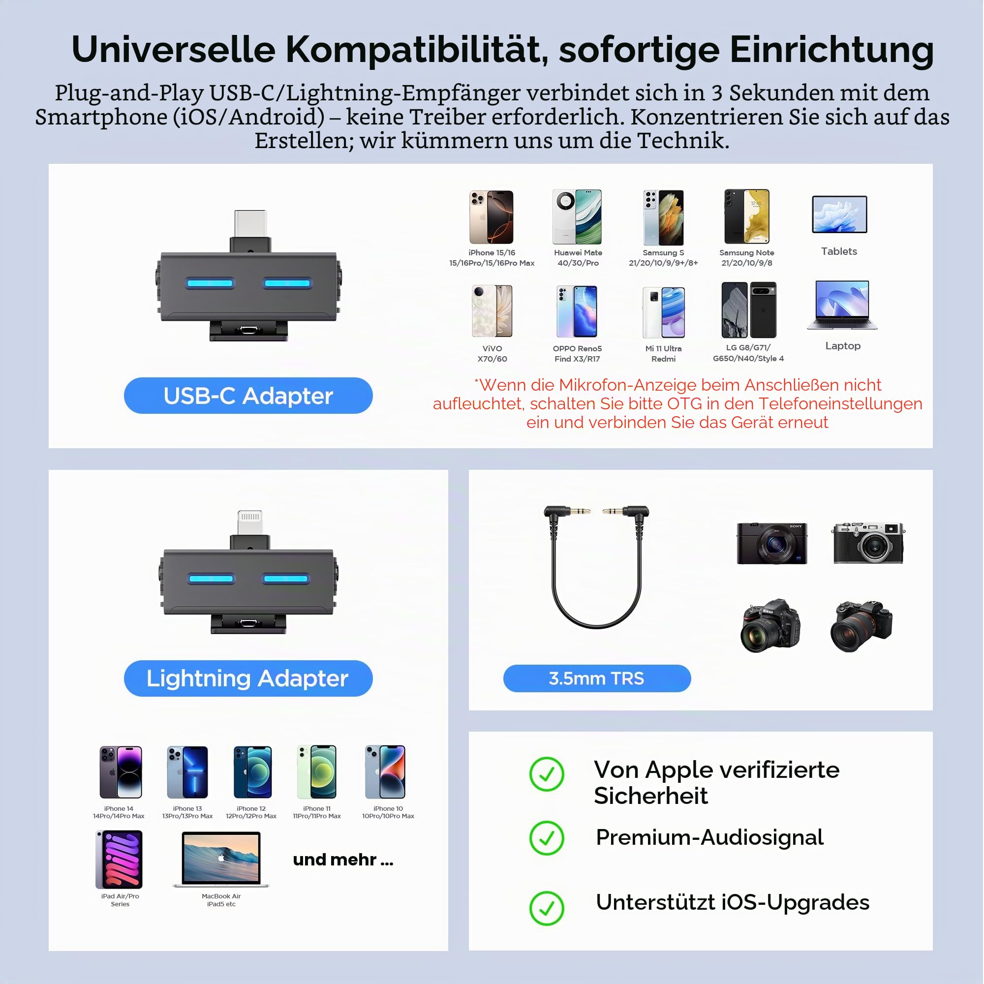 BOYA BOYALINK 3 All-in-One Wireless Lavalier Mikrofon für Kamera/iPhone/Android, Mini Mikrofon mit AI Rauschunterdrückung, Ansteckmikrofon, 30H Dauer, 300m Übertragungsreichweite für Vlog, TikTok