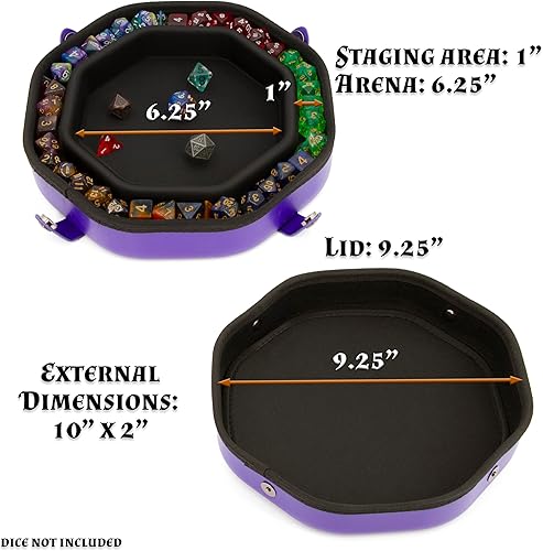 Miniatura 9 de CASEMATIX Bandeja de dados y estuche de almacenamiento de dados para hasta 115 dados RPG, bandeja de dados para rodar con broches magnéticos, diseño